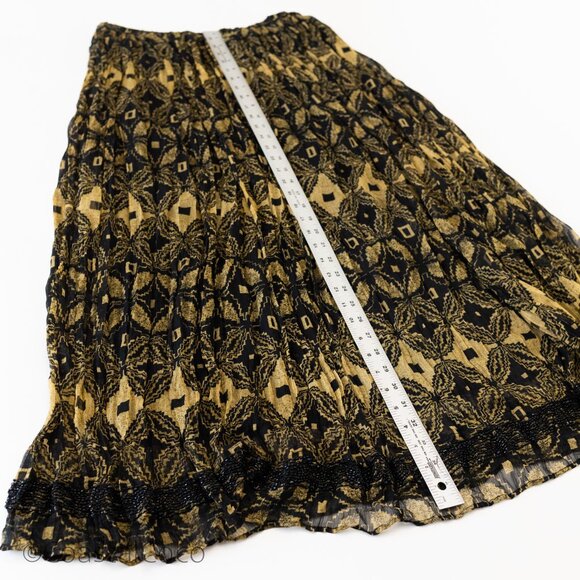 Badgley Mischka American Glamour Maxi Skirt M Crinkle Timeless Retro Holiday - Picture 8 of 8